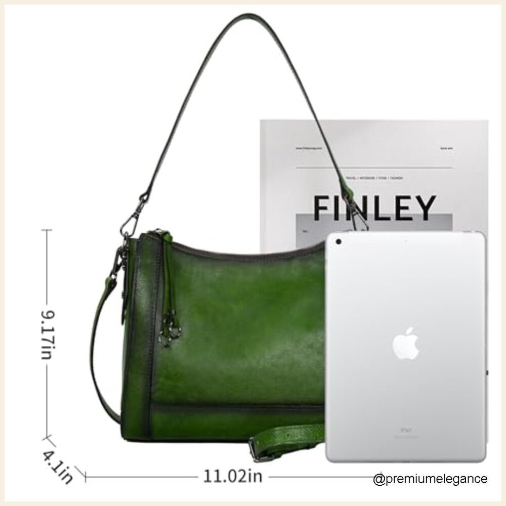 Genuine Leather Crossbody Hobo Bag with Adjustable Straps Medium Size - Picture 4 of 7
